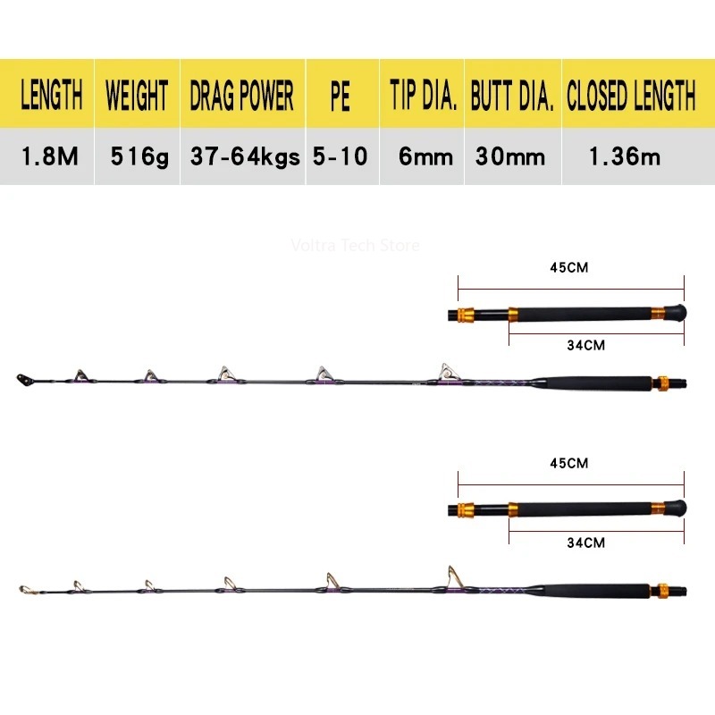 Lurekiller Strong Power Carbon - đánh giá và giá Fishing Rod Boat